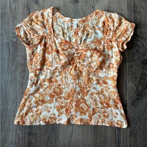 Vintage Dosa Orange Chic Floral Blouse